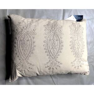LAUREN RALPH LAUREN Riley Embroidery Decorative Pillow, 20" x 15" Tan 2x NEW